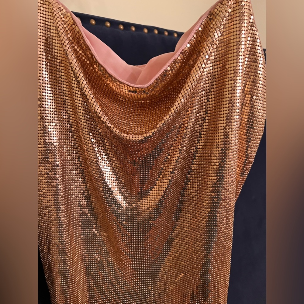 Alice + Olivia Harmon Chainmail Cami Top Rose Gold